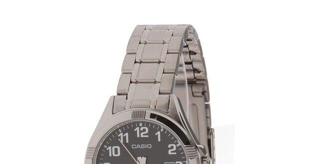 Dámské ocelové hodinky Casio s černým ciferníkem