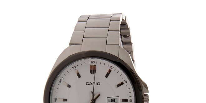 Pánské ocelové hodinky Casio s bílým ciferníkem