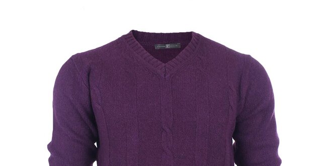 Pánský fialový svetr s loketními nášivkami Pietro Filipi