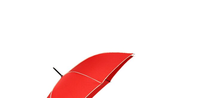 Elegantní dámský deštník Ferré Milano v jasně červené barvě s vanilkově žlutými lemy