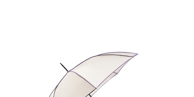 Klasický dámský deštník Ferré Milano ve světle šedé barvě s fialovými lemy