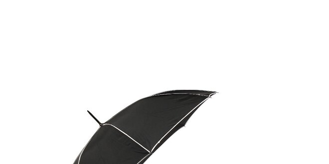 Elegantní deštník Ferré Milano v klasické černé barvě s kontrastními bílými lemy