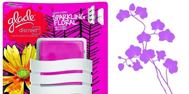 Glade Discreet Electric Sparkling floral 8g + dekorativní samolepka na stěnu