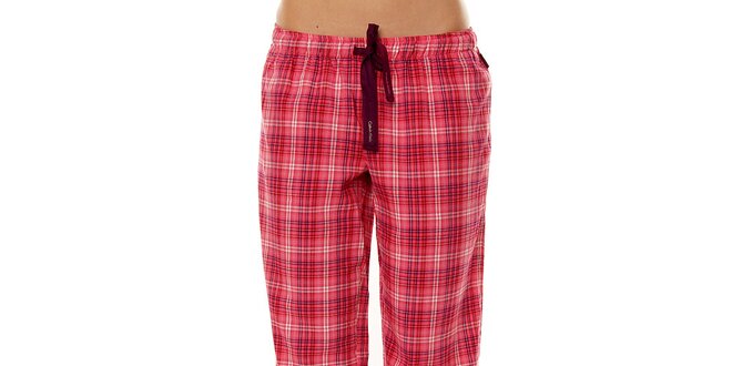 Dámské růžové kostkované pyžamové kalhoty Calvin Klein