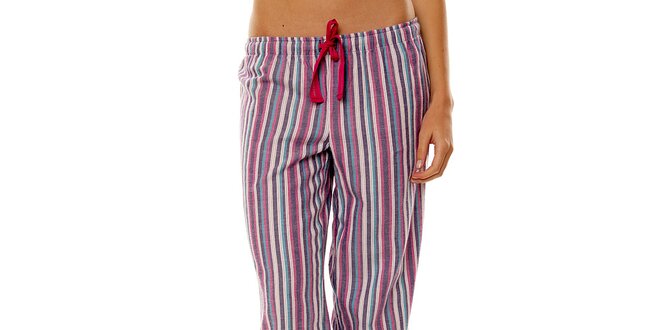 Dámské růžovo-fialové proužkované pyžamové kalhoty Calvin Klein