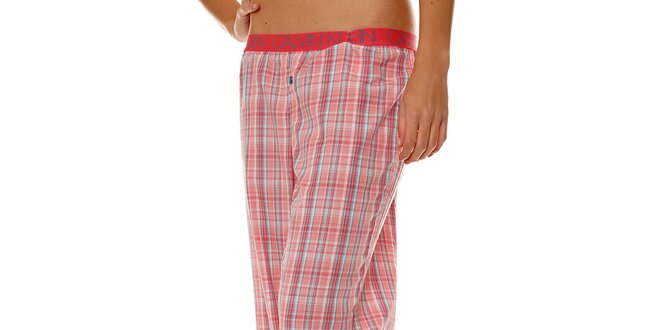 Dámské růžové kostkované pyžamové kalhoty Calvin Klein