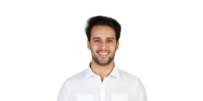 Pánská bílá lněná košile s kapsičkami Bonavita