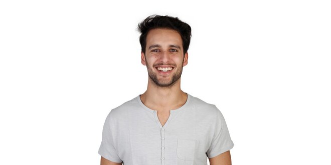 Pánské šedé tričko s knoflíčky Bonavita