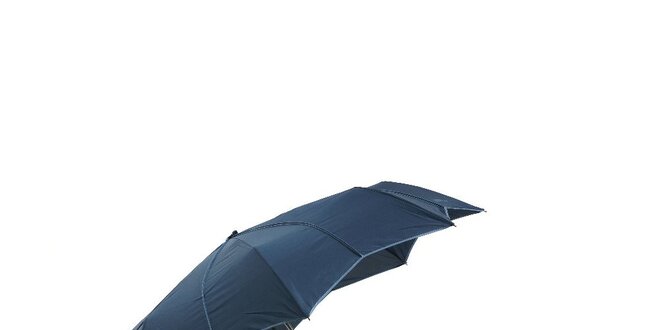 Tmavě modrý skládací deštník Ferré Milano s netradičně vykrojenými okraji do tvaru hvězdy