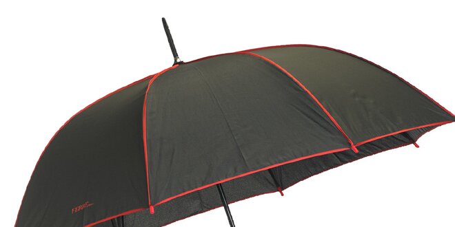 Dámský černý deštník s červenými lemy Ferré Milano