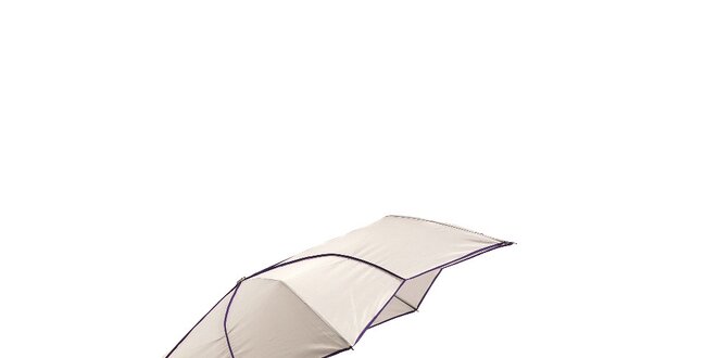 Světle šedý skládací deštník Ferré Milano s netradičně vykrojenými okraji do tvaru hvězdy