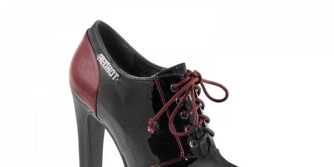 Černé boty na podpatku se zavazováním Red Hot