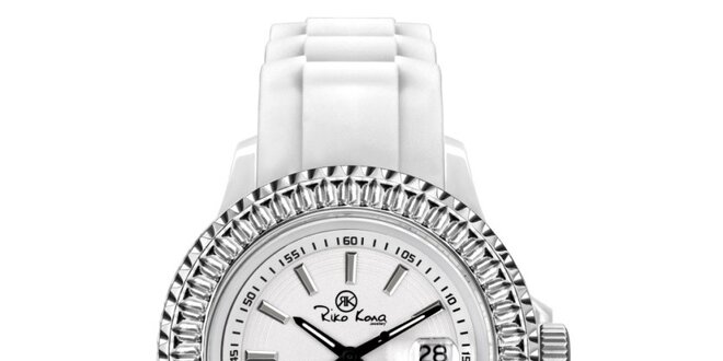 Bílé hodinky se silikonovým páskem Riko Kona