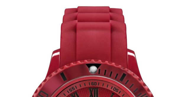 Červené analogové hodinky s římskými číslicemi Riko Kona