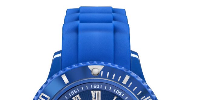 Modré analogové hodinky s římskými číslicemi Riko Kona