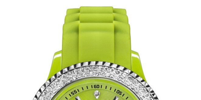 Zelené analogové hodinky s kamínky Riko Kona