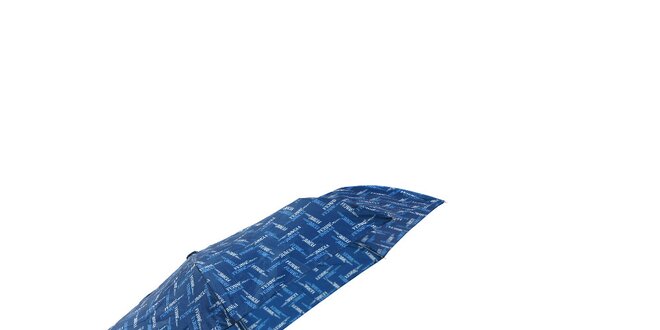 Modrý automatický skládací deštník Ferré Milano s drobným vzorkem
