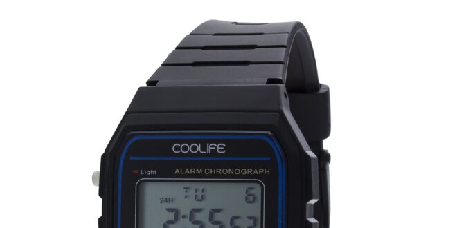Plastové černé digitální hodinky COOLIFE