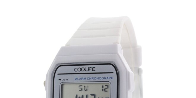 Plastové bílé digitální hodinky COOLIFE