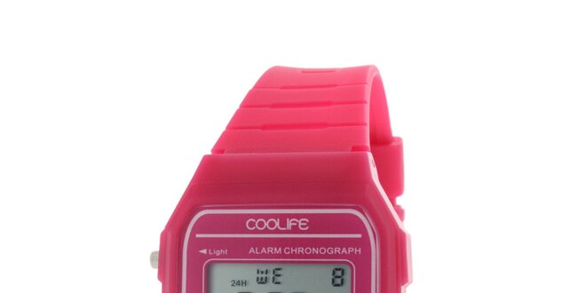 Dámské růžové digitální hodinky COOLIFE