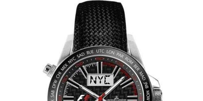 Pánské černé ocelové hodinky s chronografem Jacques Lemans
