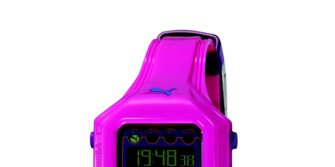 Dámské růžové digitální hodinky Puma