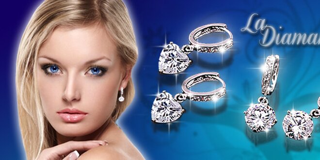 Okouzlující třpytivé náušnice "La Diamantina" s kruhovým nebo srdcovým krystalem
