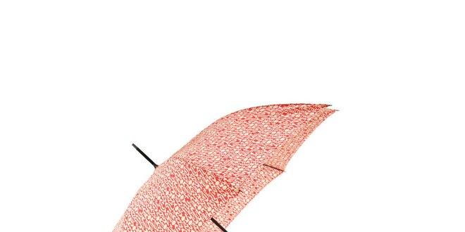 Elegantní červený deštník Ferré Milano s vanilkově žlutým grafickým vzorem