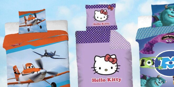 Výprodej dětského povlečení: Hello Kitty, Příšerky, Mašinka Tomáš
