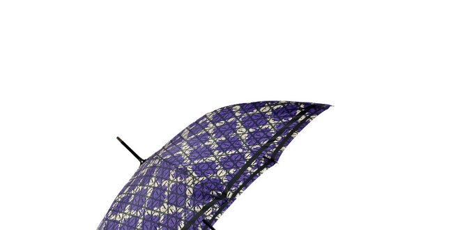 Elegantní fialový deštník Ferré Milano s béžovou mřížkou