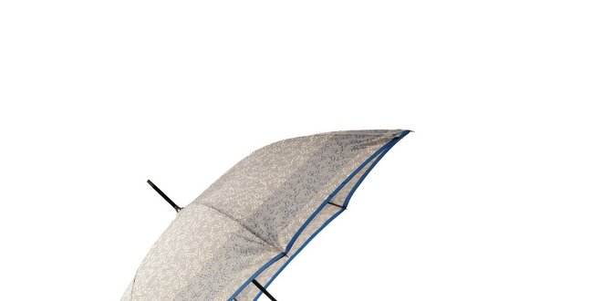 Elegantní stříbrný deštník Ferré Milano s modrým pruhem a vzorkem