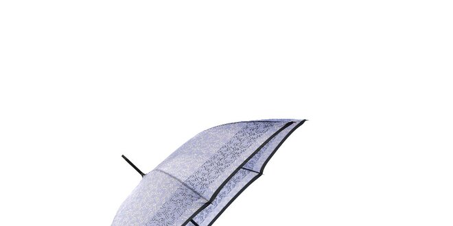 Elegantní fialový deštník Ferré Milano s černým pruhem a vzorkem