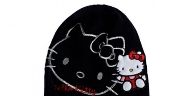 Dětský černý zimní set Hello Kitty - čepice a rukavice