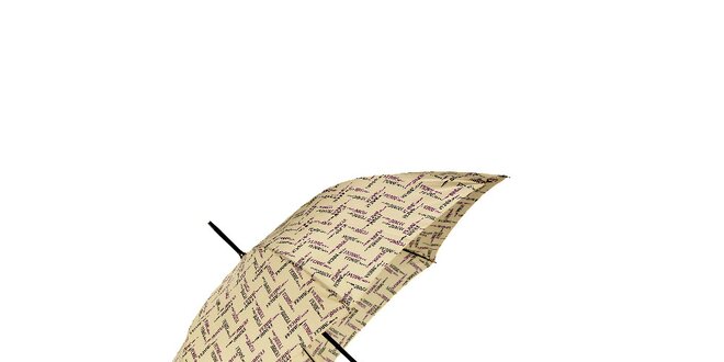 Elegantní vanilkově žlutý deštník Ferré Milano s drobným grafickým vzorkem
