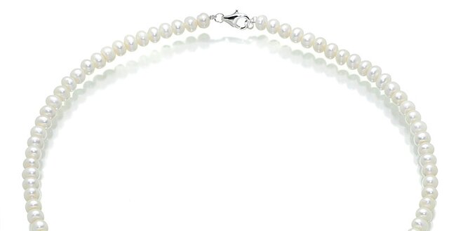 Bílý perlový náhrdelník Orchira s malajským nefritem