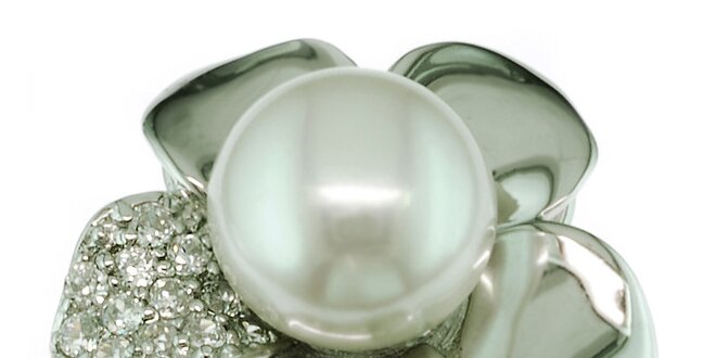 Stříbrný prsten Orchira s bílou perlou