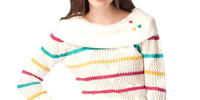 Dámský krémově bílý svetr s proužky ARS Collection
