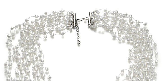 Bílý perlový náhrdelník Orchira
