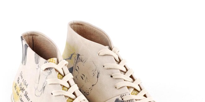 Dámské nízké krémové šněrovací boty s Marilyn Monroe Dogo