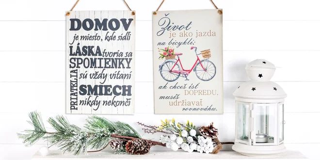 Drevené tabuľky na zavesenie s mottami a hláškami