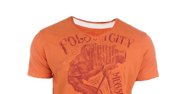Pánské oranžové tričko s potiskem Timeout
