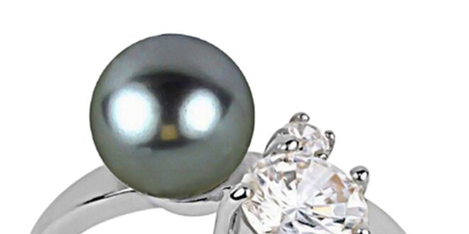 Dámský prsten s perlou a krystalem Art de France