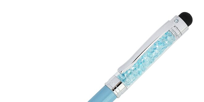 Dámské blankytně modré kuličkové pero s krystaly Art de France