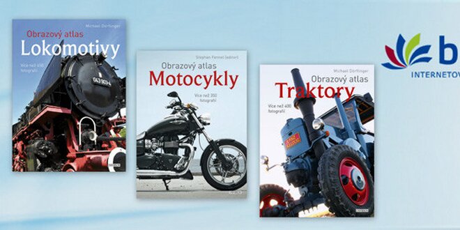 Sada 3 atlasů - Lokomotivy, Motocykly a Traktory