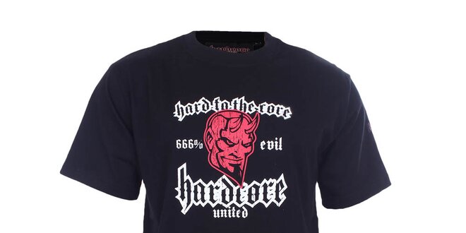 Pánské černé tričko s hlavou lucifera Hardcore United