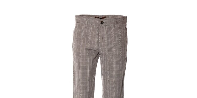 Pánské kostkované kalhoty značky Bendorff ve světle šedé barvě