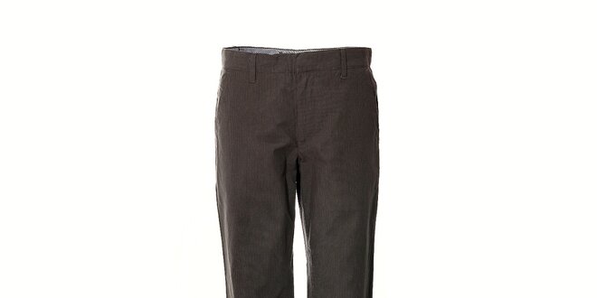 Pánské kalhoty značky Bendorff v šedé barvě s decentními proužky