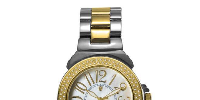 Dámské ocelové hodinky s diamanty a perleťovým ciferníkem Lancaster