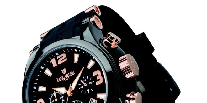 Pánské černé hodinky s chronografem Lancaster