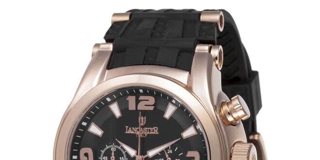 Pánské hodinky s chronografem a pouzdrem v barvě růžového zlata Lancaster